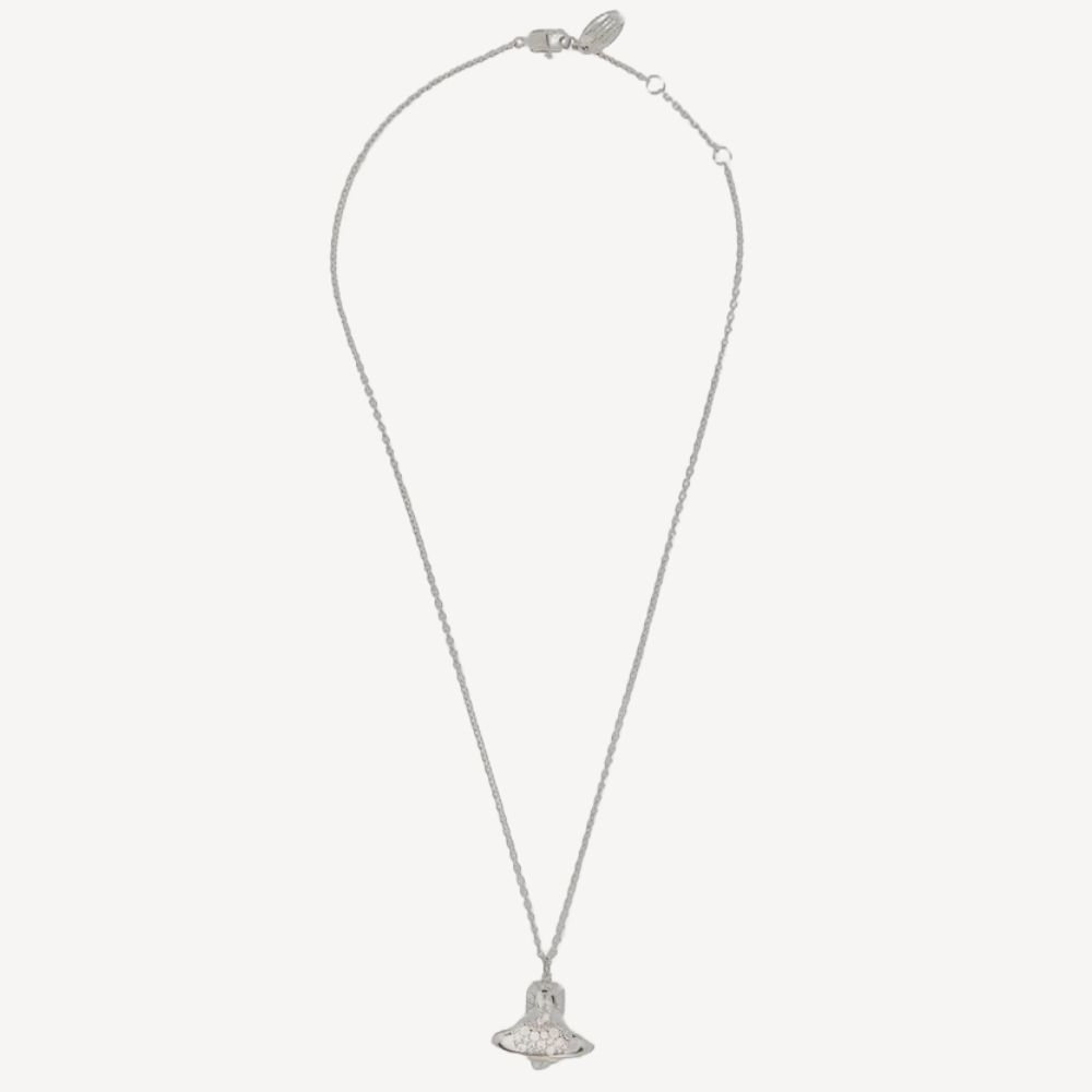 Vivienne Westwood Agnatha Bas Relief Pendant Necklace 银色水晶心心项链颈链