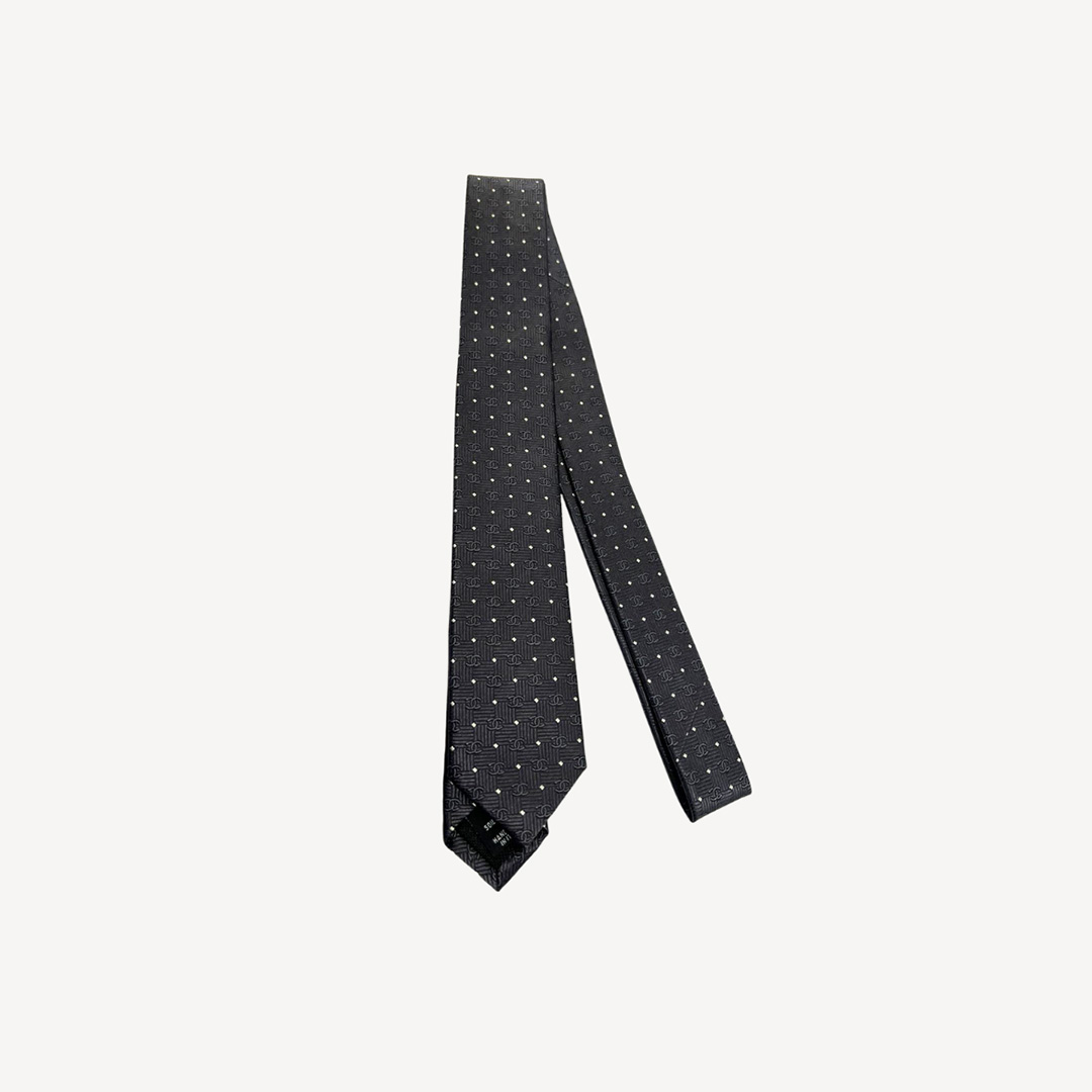 Chanel CC Logo 领带 黑灰色 AAB594