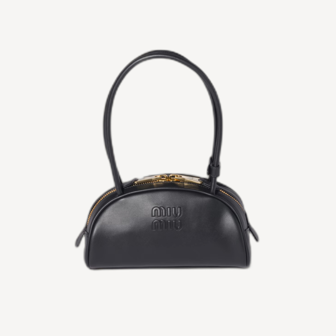 Miu Miu Beau 皮革長手柄保齡球手袋 黑色