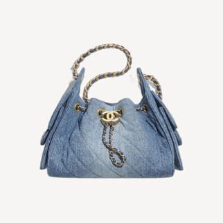 Chanel 25 迷你包 牛仔藍色金扣 AS5631