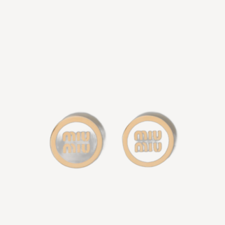Miu Miu 圆形搪瓷白金 耳钉耳环