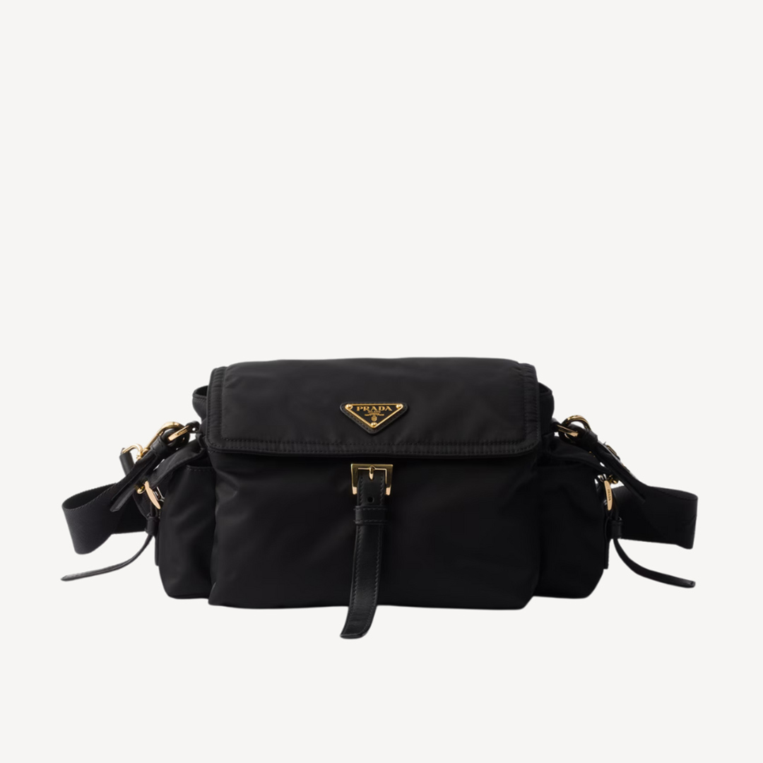 Prada Explore 中號Re-nylon 肩背袋黑色
