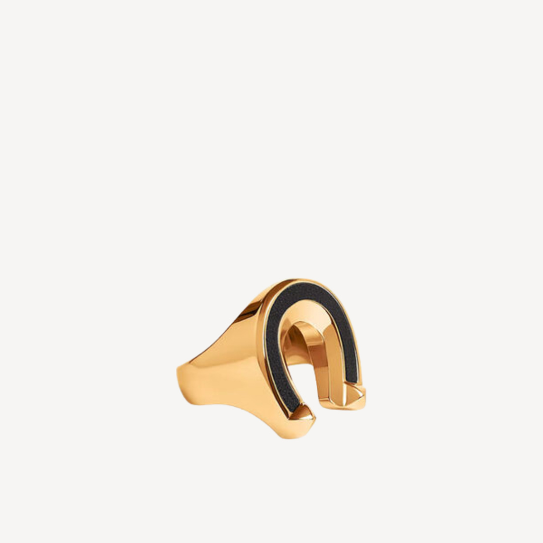 Hermes Jockette Ring Large Model 黑色配金色