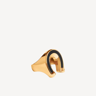 Hermes Jockette Ring Large Model 黑色配金色