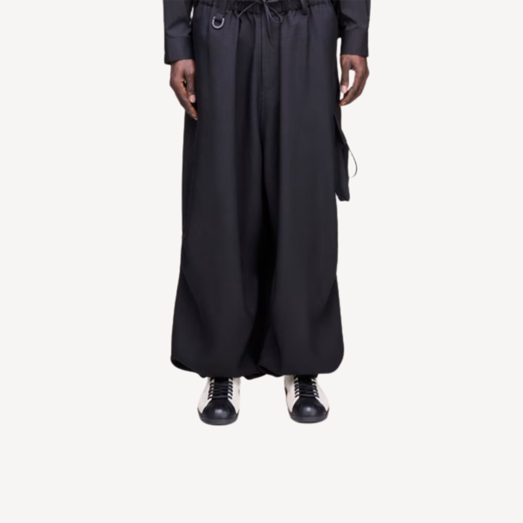 Y-3 Sport Uniform Wide Cargo Trousers 黑色運動側袋長褲 KS7655