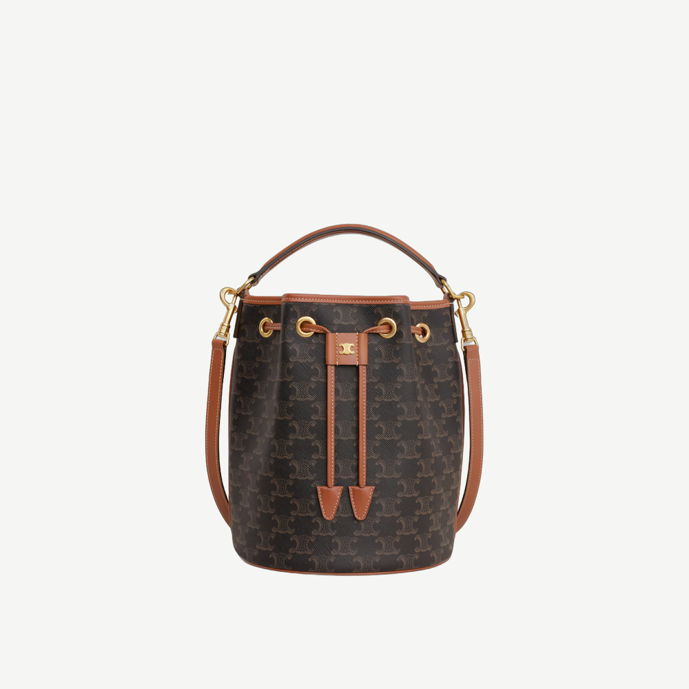 Celine Medium Clara Bag Triomphe 标志印花中号桶袋手袋
